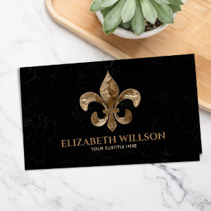 Fleur-de-lis Ornament Vintage Gold Business Card