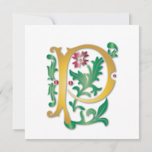 Fleur-de-lis P Monogram Invitation