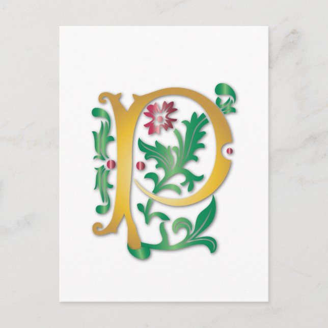 Fleur-de-lis P Monogram Postcard (Front)