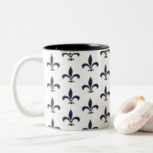 Fleur de Lis Painting Pattern Two-Tone Coffee Mug
