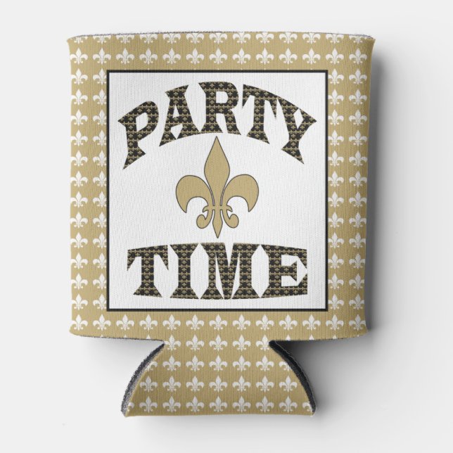 Fleur de Lis Party Time Can Cooler (Front)