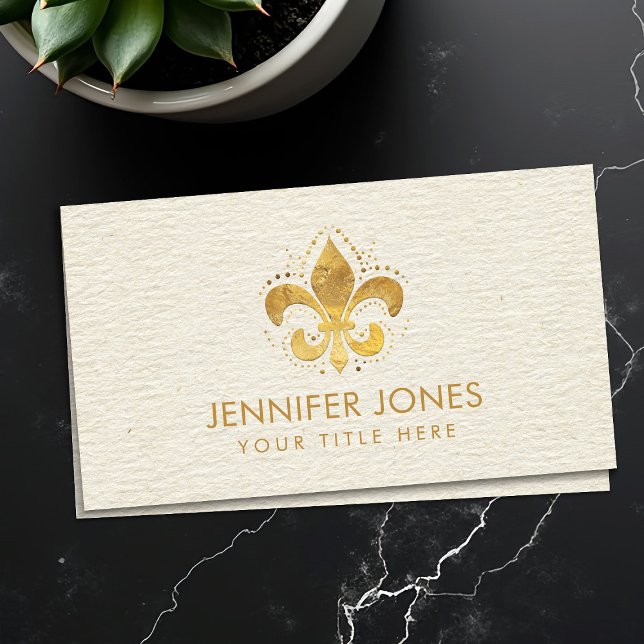 Fleur-de-lis Pastel Gold Business Card (Creator Uploaded)