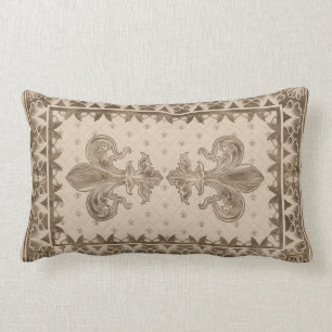 Fleur-de-lis - Pastel Gold Lumbar Cushion