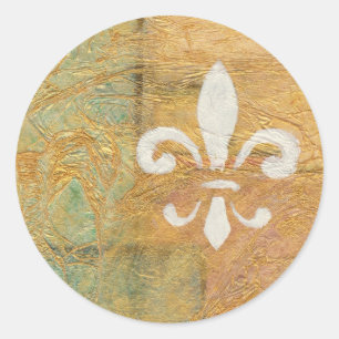 Fleur De Lis Pastel White Original Art Classic Round Sticker