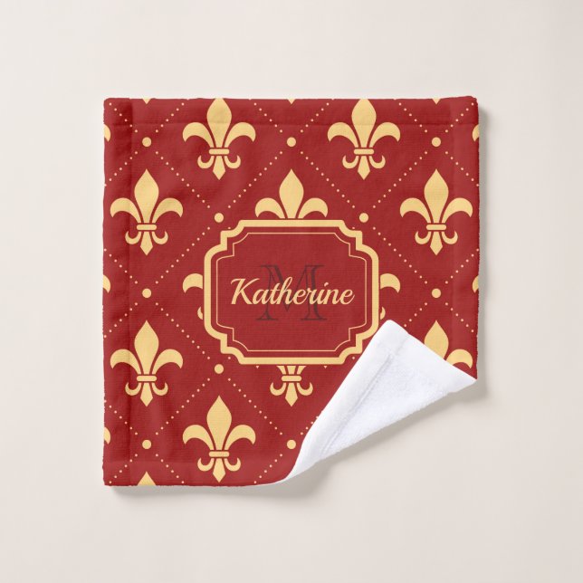 Fleur-de-lis Pattern Bath Towel Set (Wash Cloth)