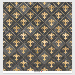 Fleur-de-lis pattern Black Marble and Gold