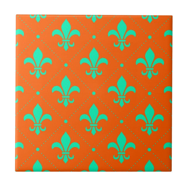 Fleur-de-Lis Pattern Ceramic Tile (Front)