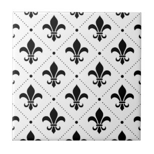 Fleur De Lis Pattern Ceramic Tile