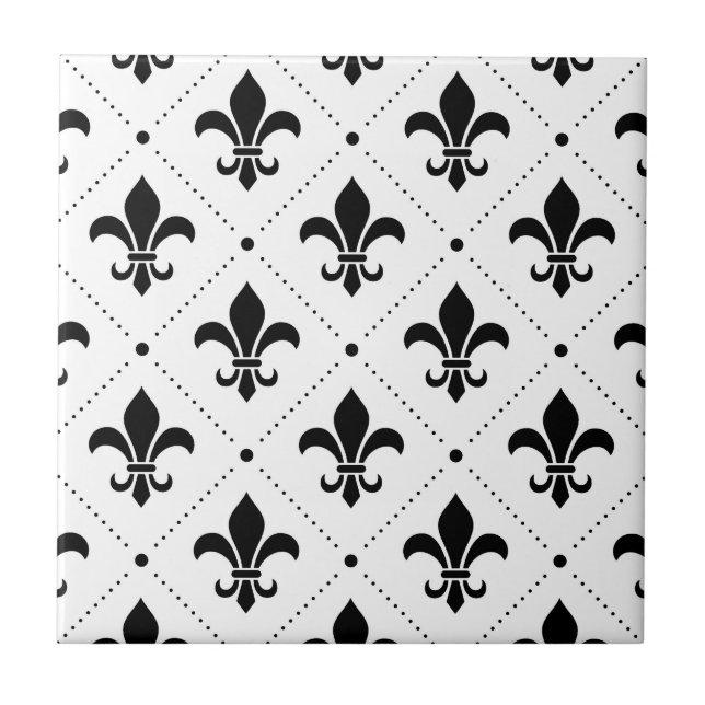 Fleur De Lis Pattern Ceramic Tile (Front)