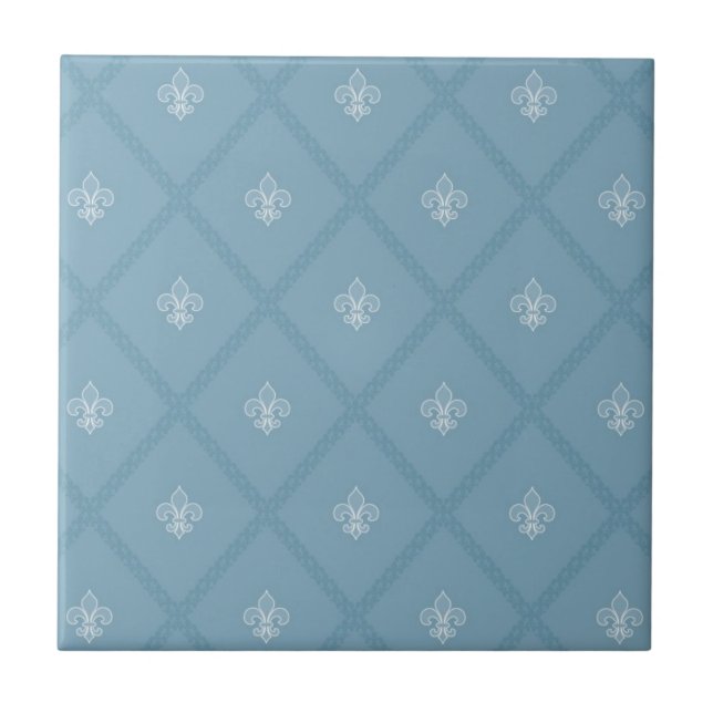 Fleur-de-lis pattern ceramic tile (Front)