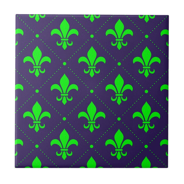 Fleur-de-Lis Pattern Ceramic Tile (Front)
