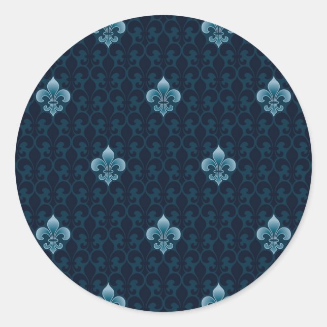 Fleur De Lis Pattern Classic Round Sticker (Front)