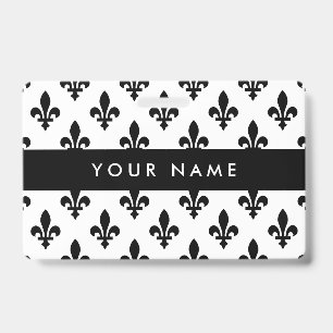 Fleur de Lis Pattern, French, Royal, Black ID Badge