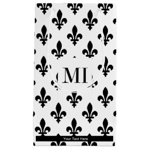 Fleur de Lis Pattern, French, Royal, Black Small Gift Bag
