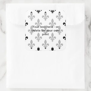 Fleur de Lis Pattern, French, Royal, Black Square Sticker