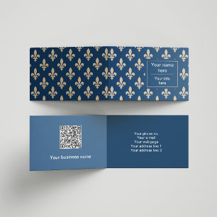 Fleur de Lis Pattern, French, Royal, Cream, Blue Business Card