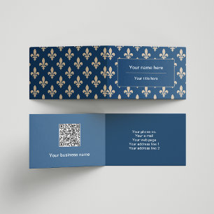Fleur de Lis Pattern, French, Royal, Cream, Blue Business Card