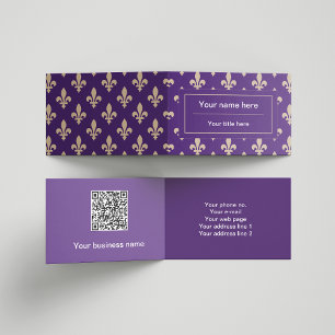 Fleur de Lis Pattern, French, Royal, Cream, Purple Business Card