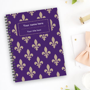 Fleur de Lis Pattern, French, Royal, Cream, Purple Planner