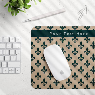 Fleur de Lis Pattern, French, Royal, Green Mouse Pad