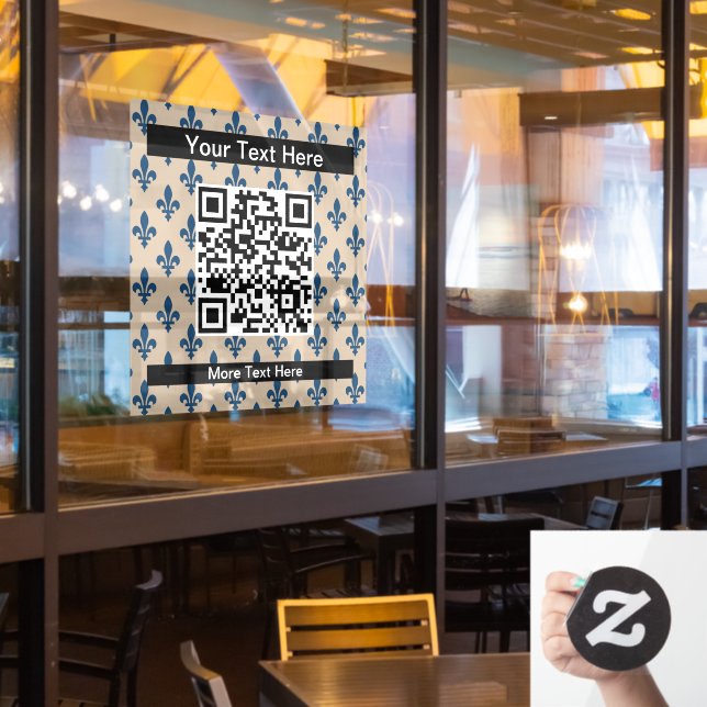 Fleur de Lis Pattern, French, Royal, Navy Blue (Restaurant Window)