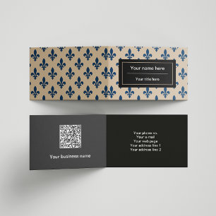 Fleur de Lis Pattern, French, Royal, Navy Blue Business Card
