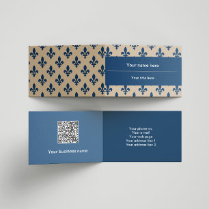 Fleur de Lis Pattern, French, Royal, Navy Blue Business Card