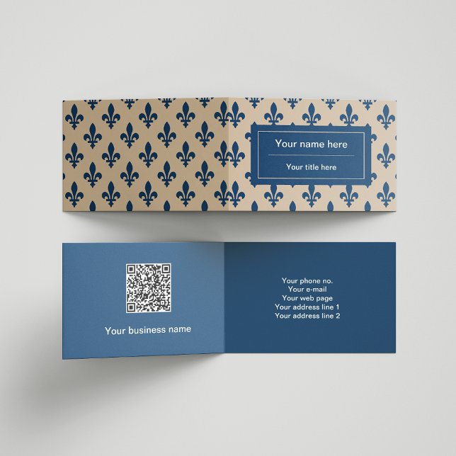 Fleur de Lis Pattern, French, Royal, Navy Blue Business Card (Creator Uploaded)