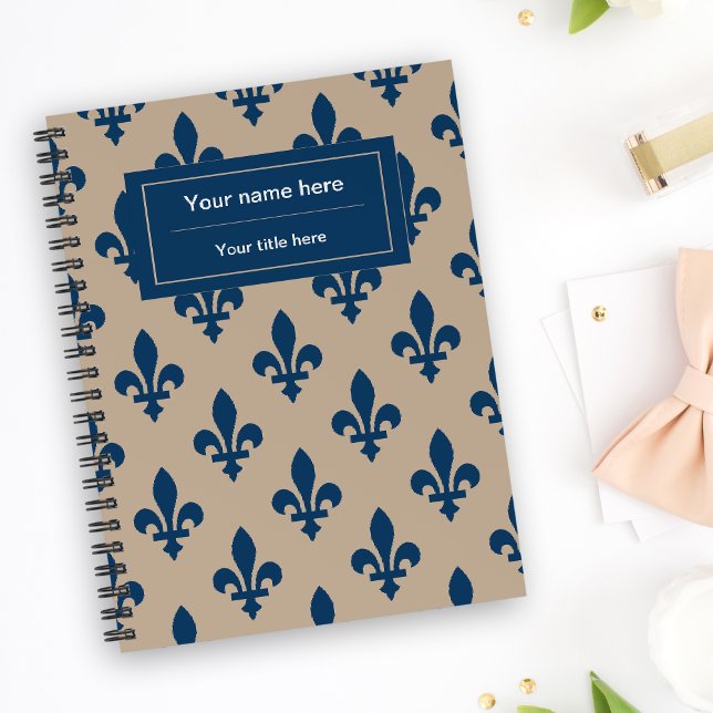 Fleur de Lis Pattern, French, Royal, Navy Blue Notebook (Creator Uploaded)