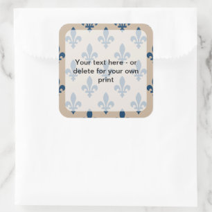 Fleur de Lis Pattern, French, Royal, Navy Blue Square Sticker