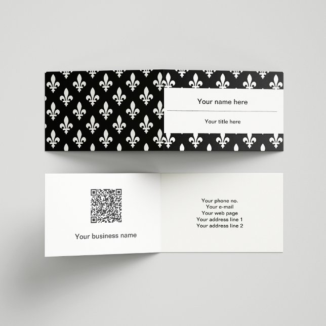 Fleur de Lis Pattern, French, Royal, White Business Card (Creator Uploaded)