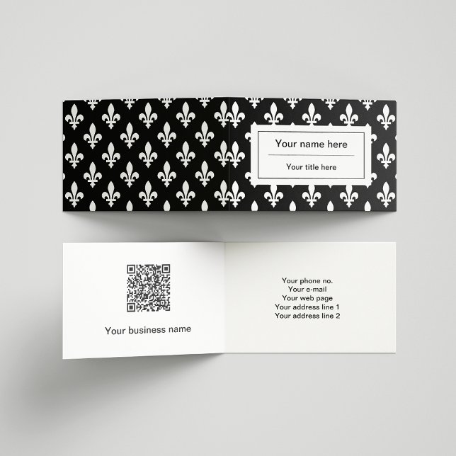 Fleur de Lis Pattern, French, Royal, White Business Card (Creator Uploaded)