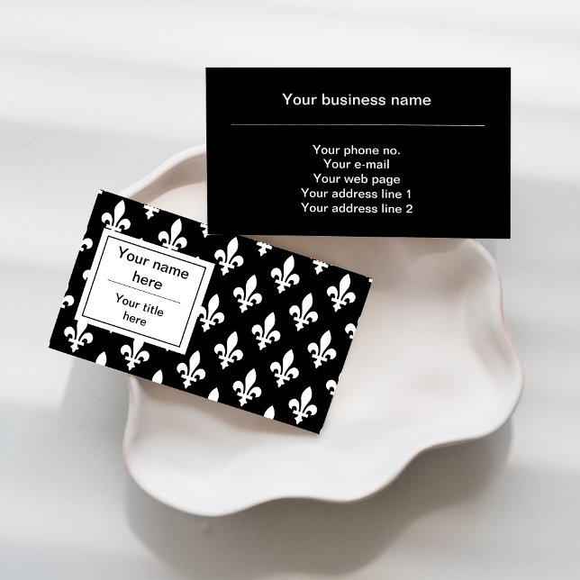 Fleur de Lis Pattern, French, Royal, White Business Card (Creator Uploaded)