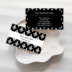 Fleur de Lis Pattern, French, Royal, White Business Card