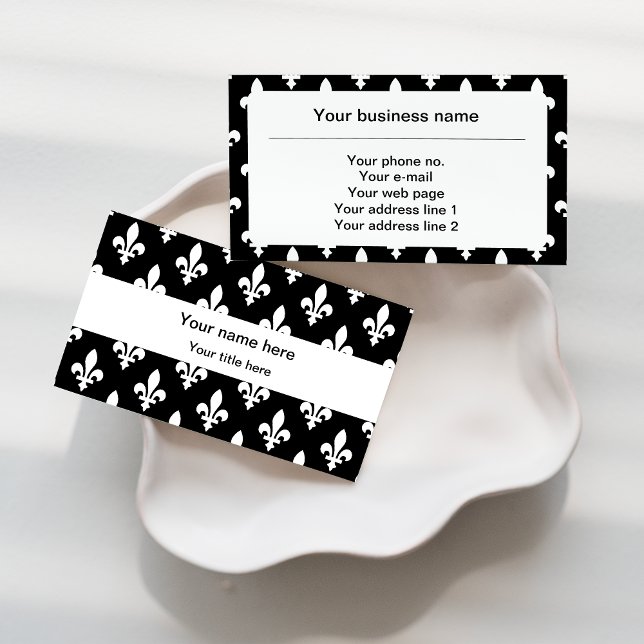 Fleur de Lis Pattern, French, Royal, White Business Card (Creator Uploaded)