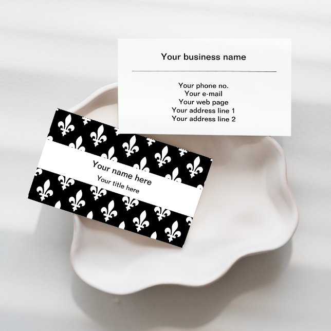 Fleur de Lis Pattern, French, Royal, White Business Card (Creator Uploaded)