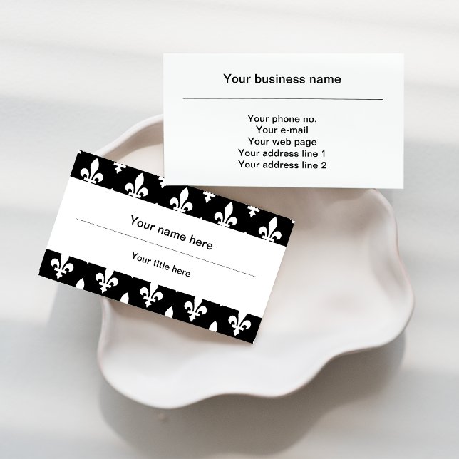 Fleur de Lis Pattern, French, Royal, White Business Card (Creator Uploaded)
