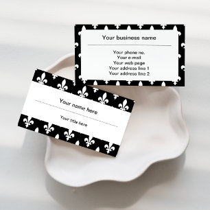 Fleur de Lis Pattern, French, Royal, White Business Card