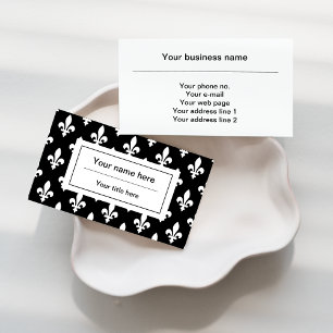 Fleur de Lis Pattern, French, Royal, White Business Card