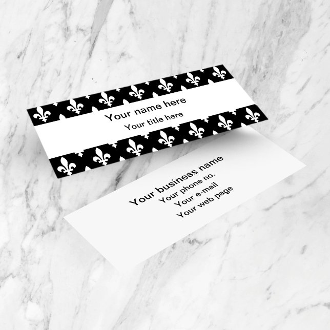 Fleur de Lis Pattern, French, Royal, White Mini Business Card (Creator Uploaded)