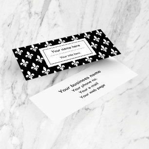 Fleur de Lis Pattern, French, Royal, White Mini Business Card