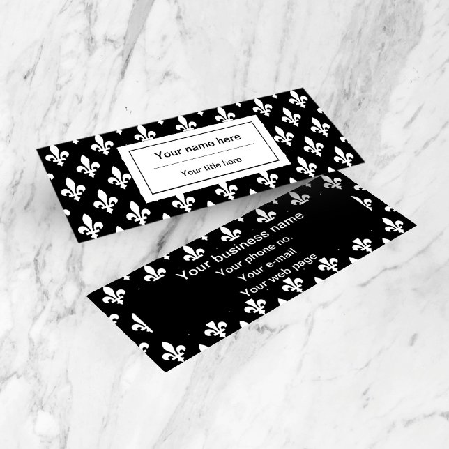 Fleur de Lis Pattern, French, Royal, White Mini Business Card (Creator Uploaded)