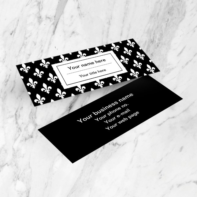 Fleur de Lis Pattern, French, Royal, White Mini Business Card (Creator Uploaded)