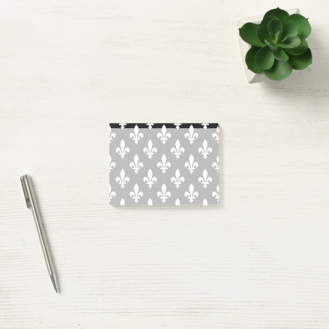 Fleur de Lis Pattern, French, Royal, White Post-it Notes (Office)