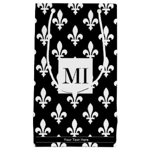 Fleur de Lis Pattern, French, Royal, White Small Gift Bag
