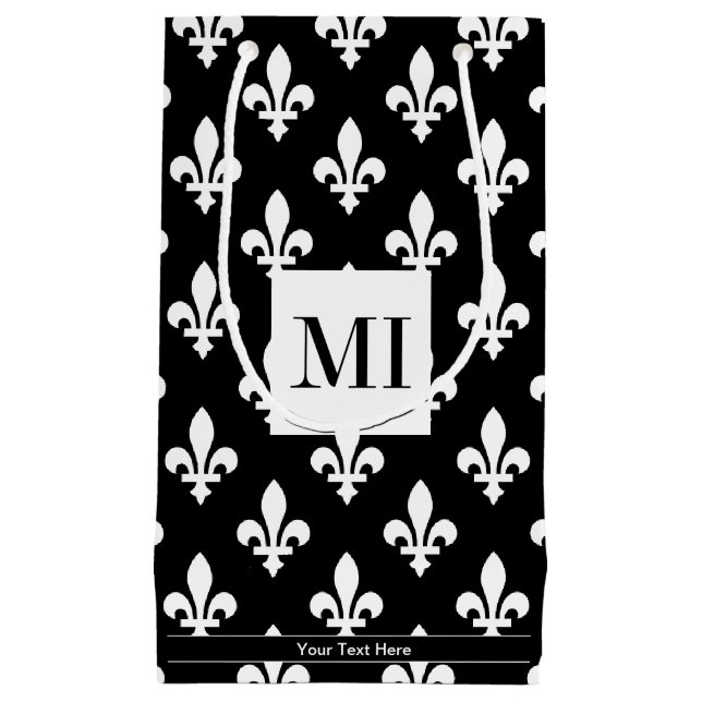 Fleur de Lis Pattern, French, Royal, White Small Gift Bag (Front)