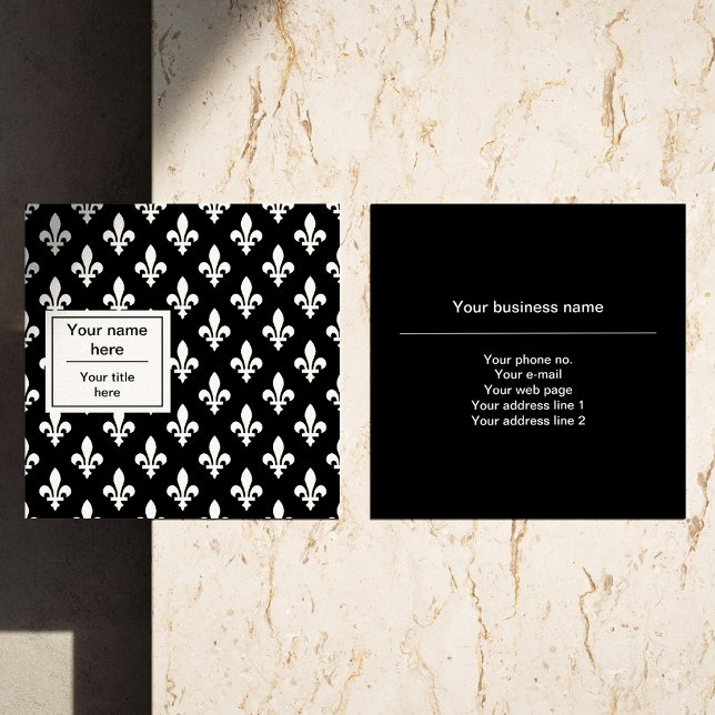 Fleur de Lis Pattern, French, Royal, White Square Business Card (Creator Uploaded)
