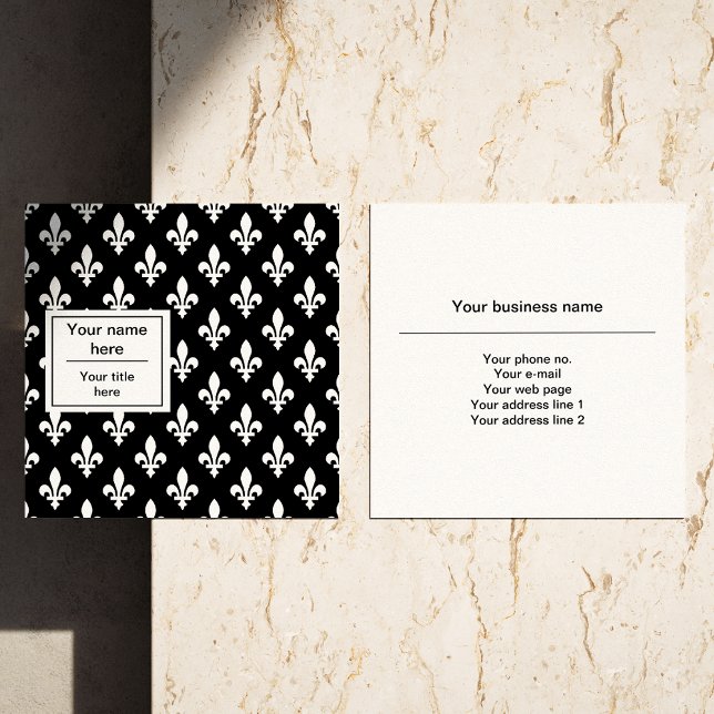 Fleur de Lis Pattern, French, Royal, White Square Business Card (Creator Uploaded)