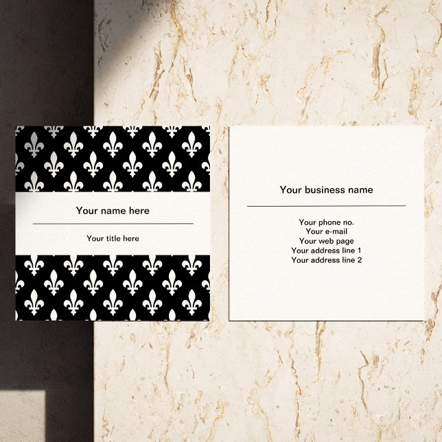 Fleur de Lis Pattern, French, Royal, White Square Business Card (Creator Uploaded)