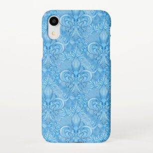 Fleur-de-lis pattern - gentle sky blue iPhone case